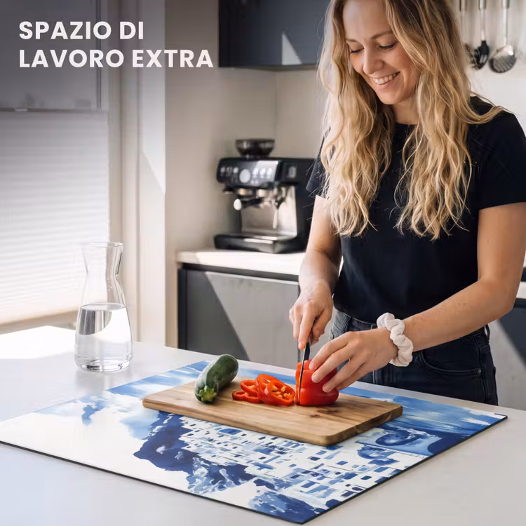 Protezione piano induzione - Villaggio - Parete rocciosa - Barca a remi - Acqua — 5