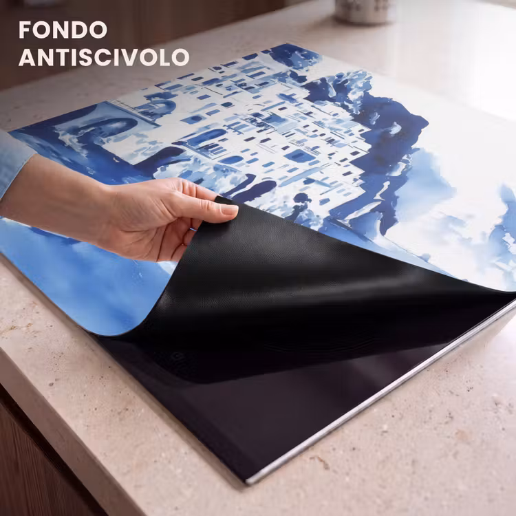 Protezione piano induzione - Villaggio - Parete rocciosa - Barca a remi - Acqua — 6