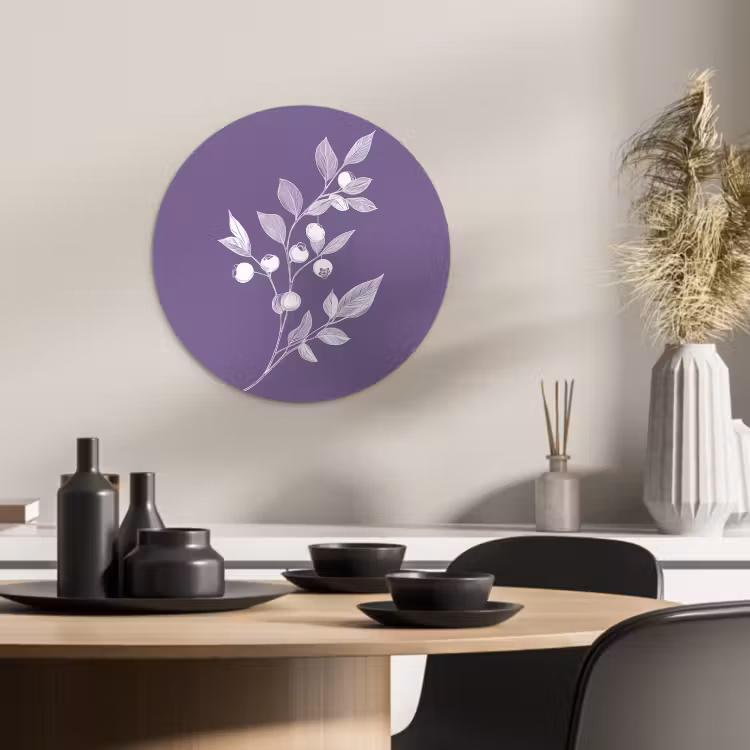 Quadro rotondo - Ramo - Ornamentale - Foglie - Minimalista — 4