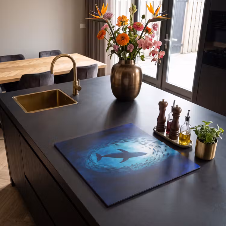 Protezione piano induzione - Balena - Pesce - Blu scuro — 2