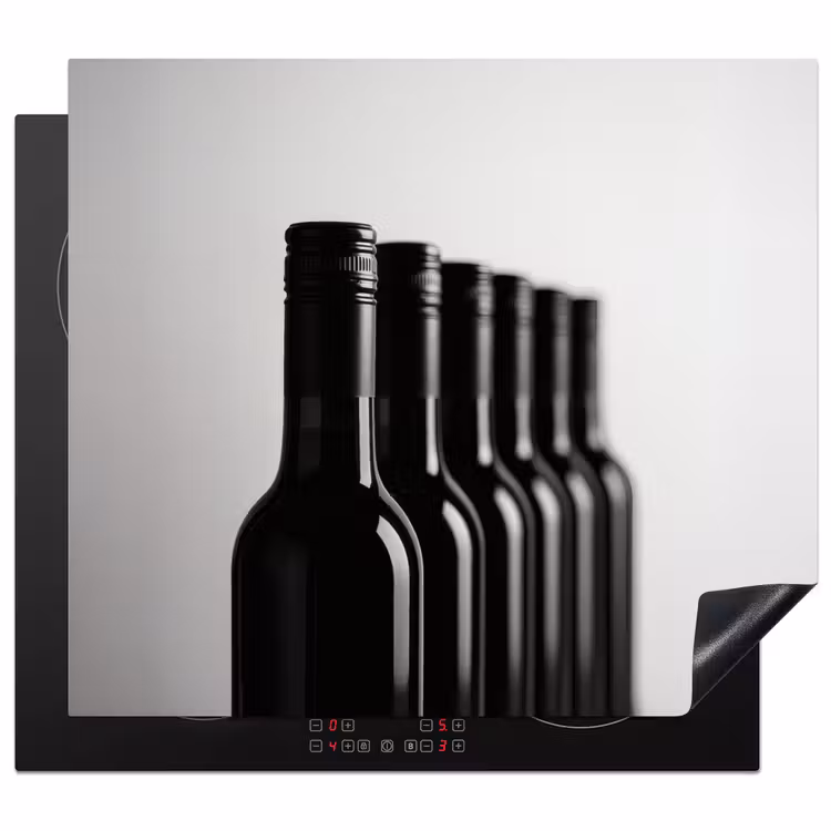 Protezione piano induzione - Bottiglie di vino - Nero - Minimalista — 1