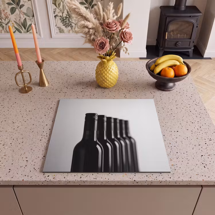 Protezione piano induzione - Bottiglie di vino - Nero - Minimalista — 3