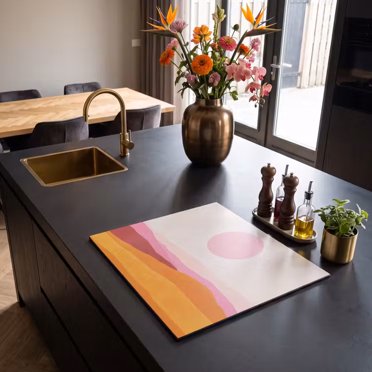 Protezione piano induzione - Colline - Arancione - Sole - Astratto — 2