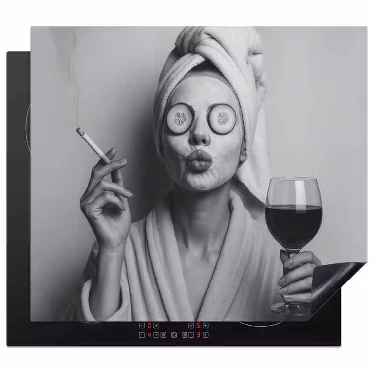 Protezione piano induzione - Donna - Maschera - Vino - Sigaretta — 1