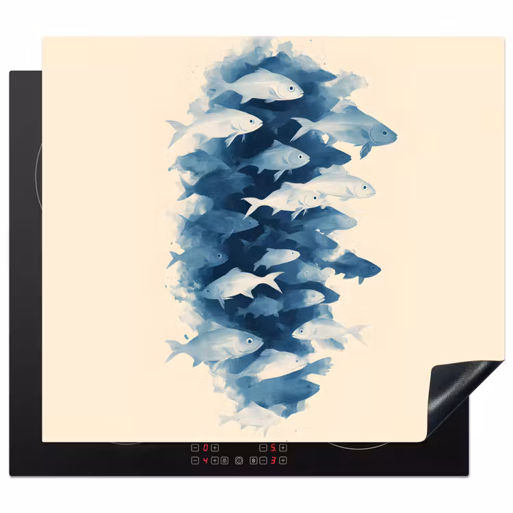 Protezione piano induzione - Pesci - Minimalista - Blu — 1