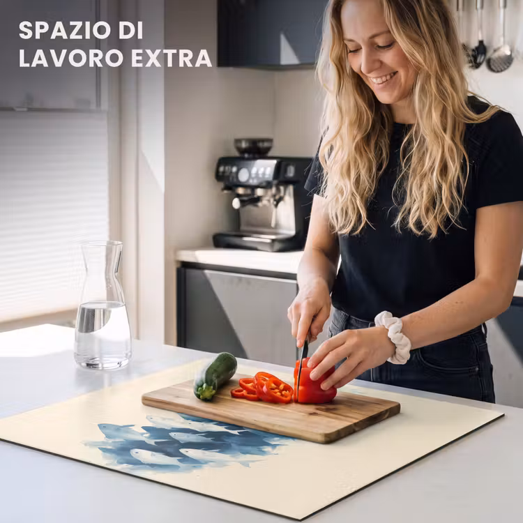 Protezione piano induzione - Pesci - Minimalista - Blu — 5
