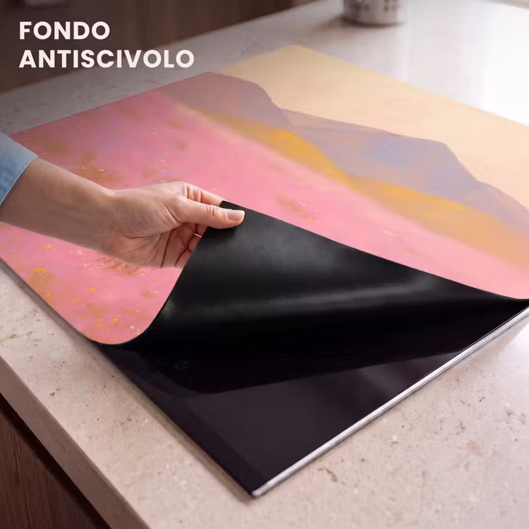 Protezione piano induzione - Prato fiorito - Colline - Silhouette - Rosa — 6