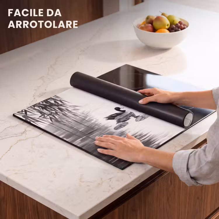 Protezione piano induzione - Anatre - Ninfee - Canna da zucchero - Nero — 7