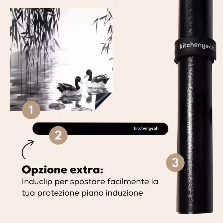 Protezione piano induzione - Anatre - Ninfee - Canna da zucchero - Nero — 8