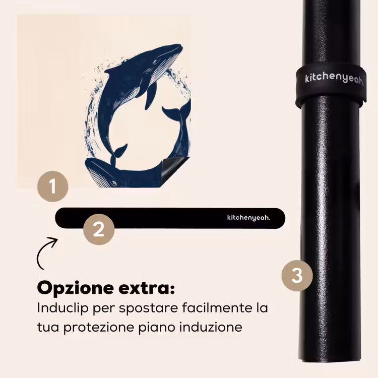 Protezione piano induzione - Balene - Spruzzi - Cerchio - Blu scuro — 8