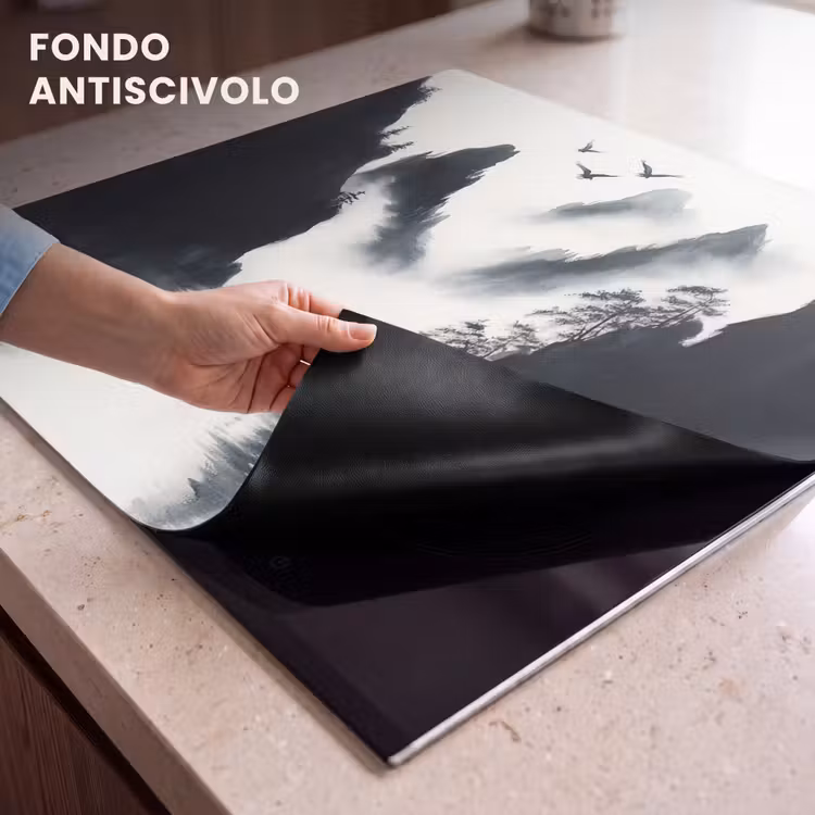 Protezione piano induzione - Barca a remi - Nebbia - Montagne - Uccelli — 6
