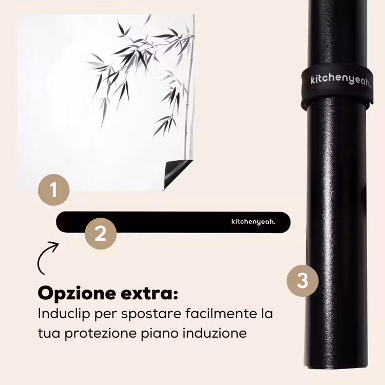 Protezione piano induzione - Tronchi di bambù - Acqua - Minimalista - Bianco — 8