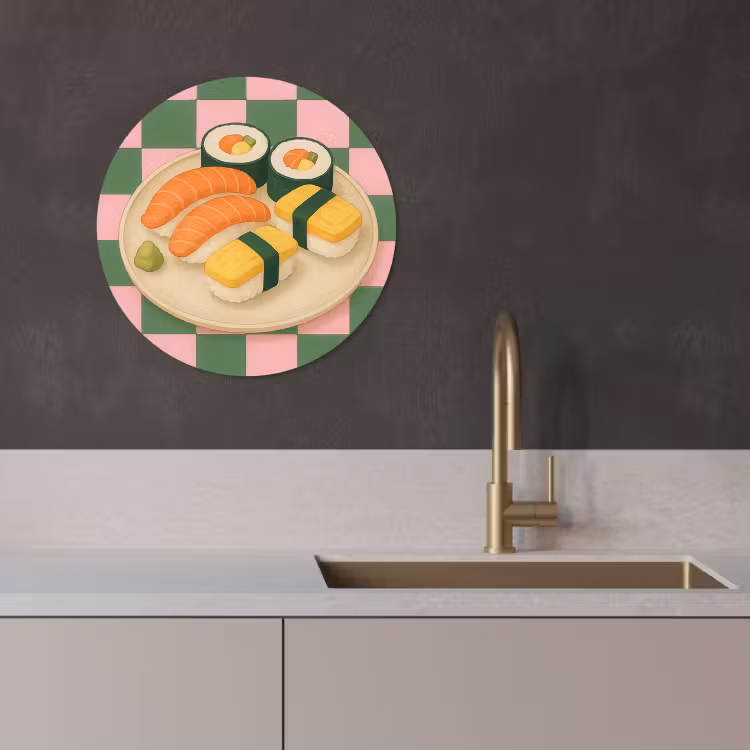 Quadro rotondo - Sushi - Piatto - Bloccato - Verde — 4