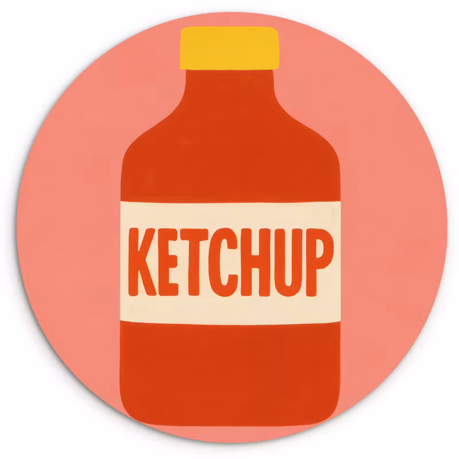 Quadro rotondo - Ketchup - Bottiglia - Rosso - Minimalista — 1