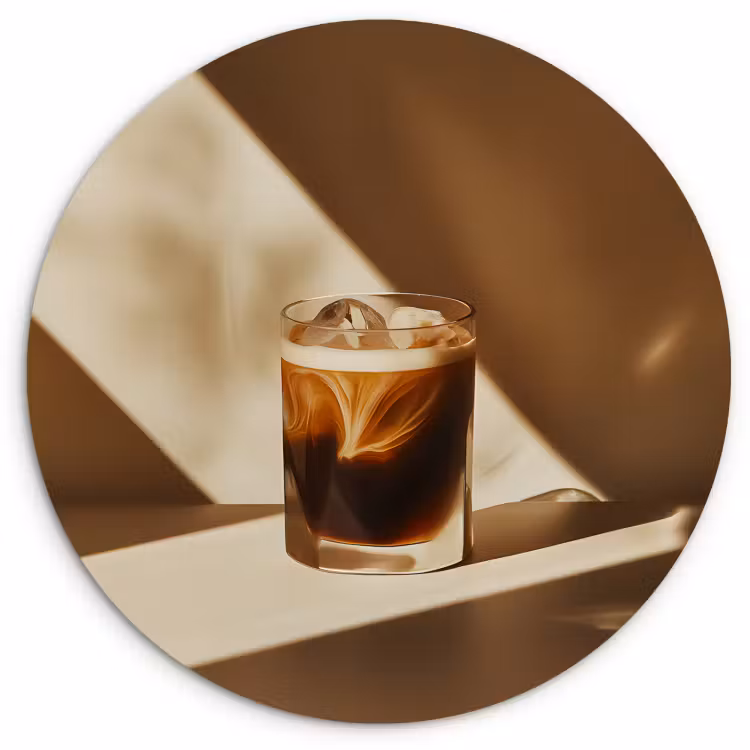 Quadro rotondo - Bicchiere - Caffè freddo - Ombra - Marrone — 2