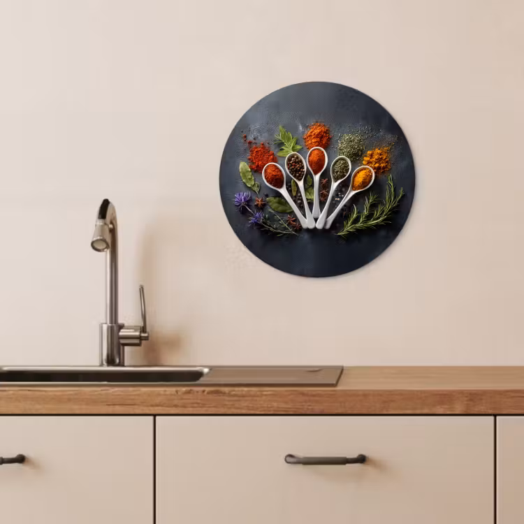 Quadro rotondo - Cucchiai - Bianco - Polvere - Spezie — 4