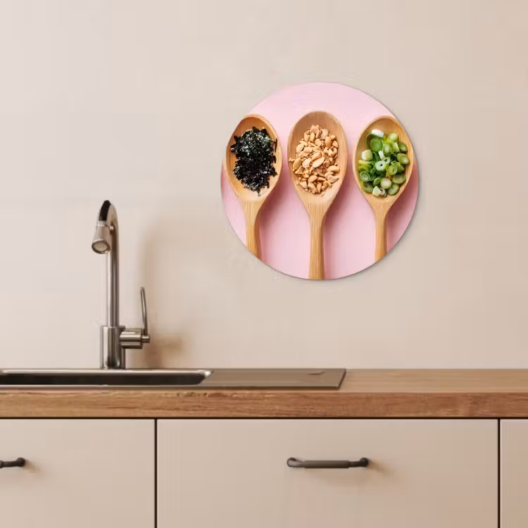 Quadro rotondo - Ingredienti - Cucchiai - Legno - Rosa — 3