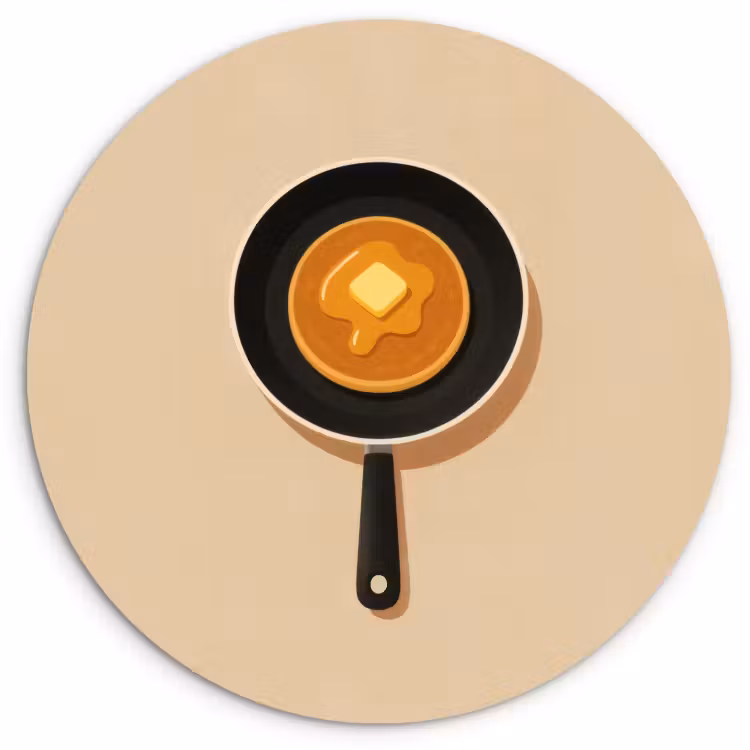 Quadro rotondo - Pancake - Padella - Burro - Minimalista — 1