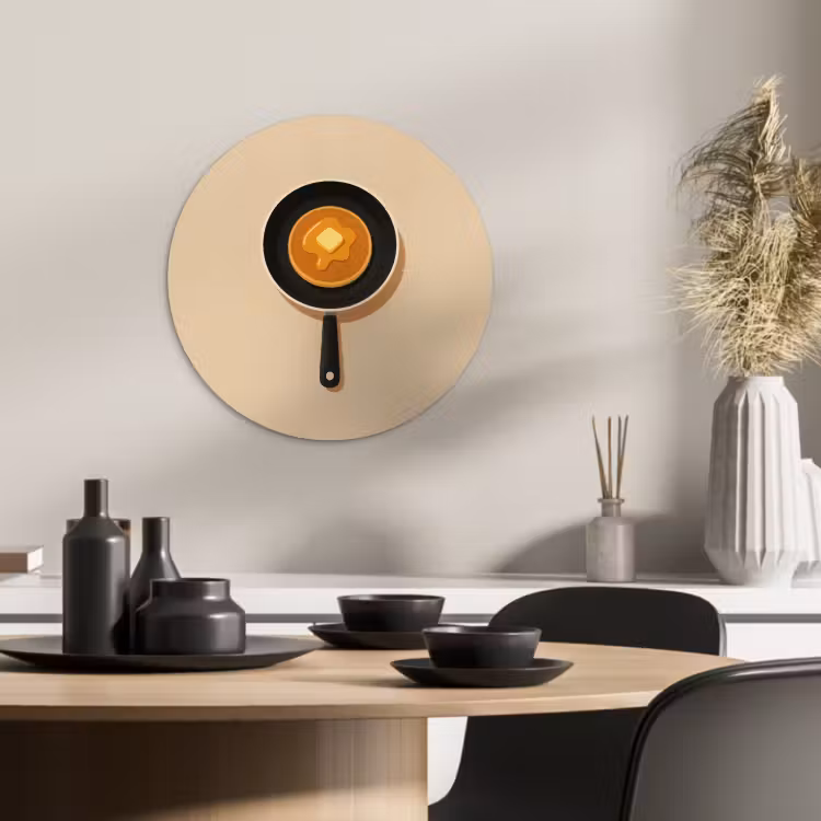 Quadro rotondo - Pancake - Padella - Burro - Minimalista — 2