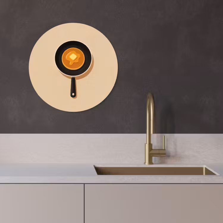 Quadro rotondo - Pancake - Padella - Burro - Minimalista — 4