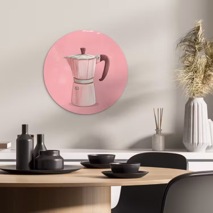 Quadro rotondo - Rosa - Mug pot - Illustrazione - Caffè — 4