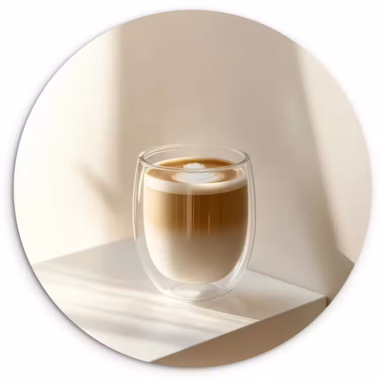 Quadro rotondo - Tazza - Latte - Minimalista - Ombra — 1