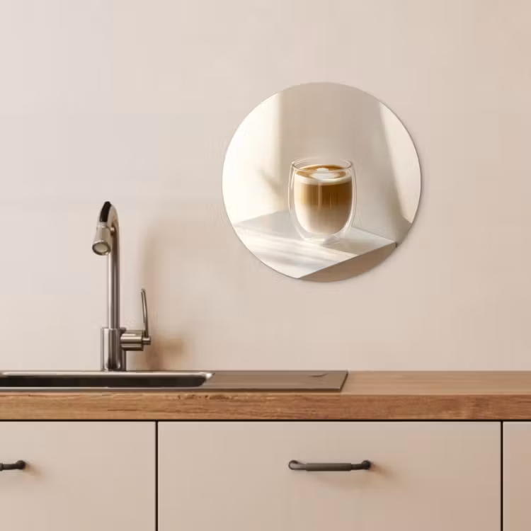 Quadro rotondo - Tazza - Latte - Minimalista - Ombra — 2
