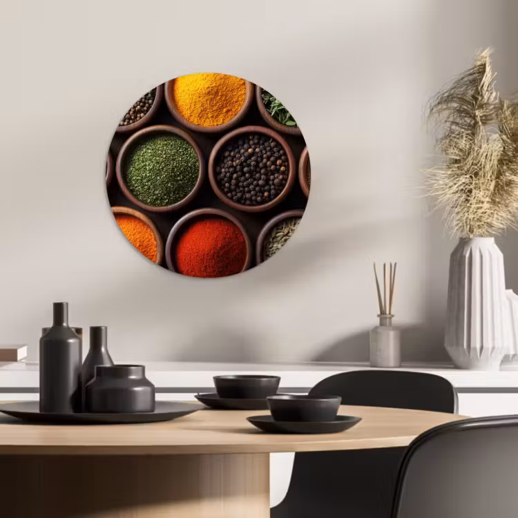 Quadro rotondo - Vassoi - Legno - Erbe - Colorati — 2