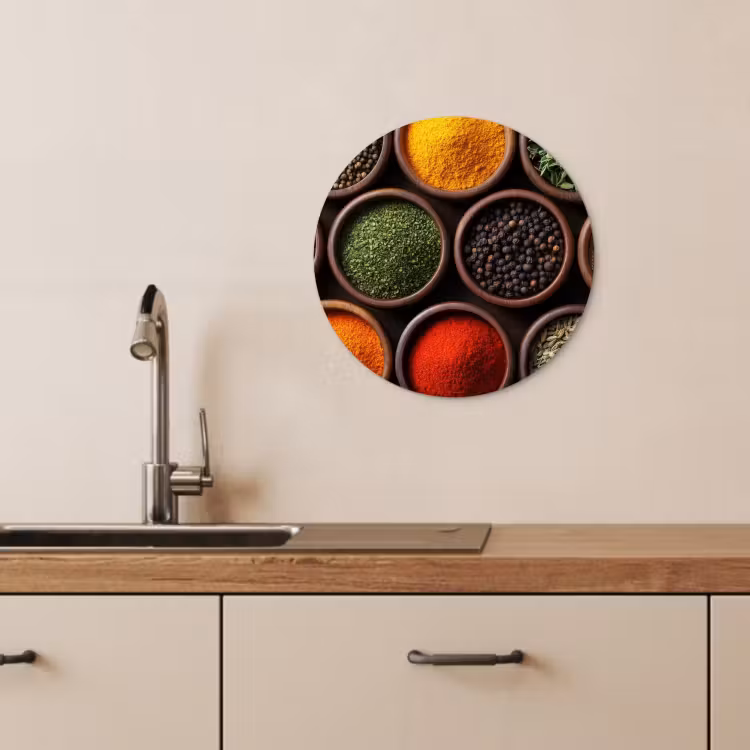 Quadro rotondo - Vassoi - Legno - Erbe - Colorati — 4