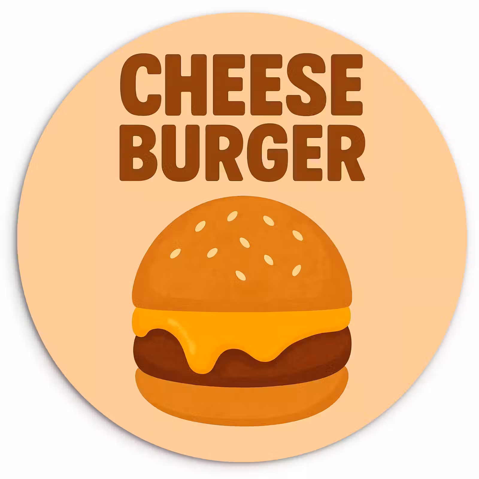 Quadro rotondo - Cheeseburger - Minimalista - Giallo — 1