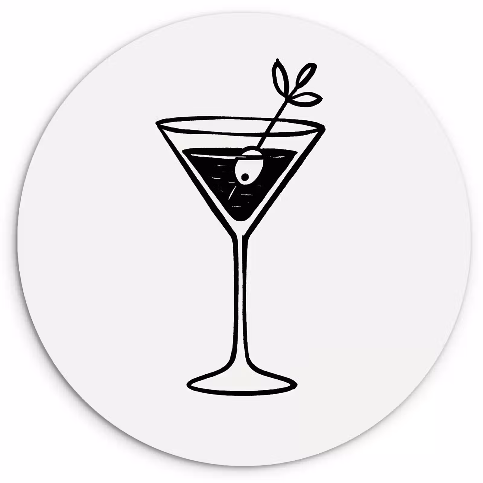 Quadro rotondo - Cocktail - Vetro - Oliva - Minimalista — 1