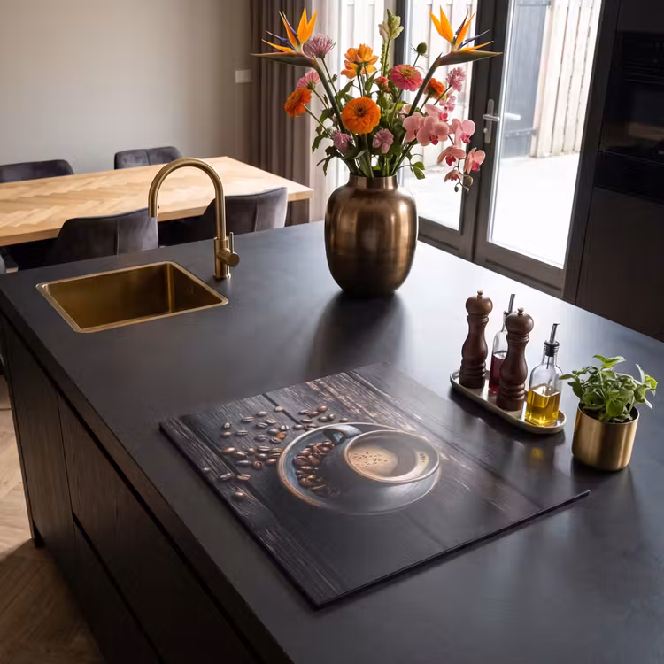 Protezione piano induzione - Tazza - Caffè - Legno - Chicchi — 2