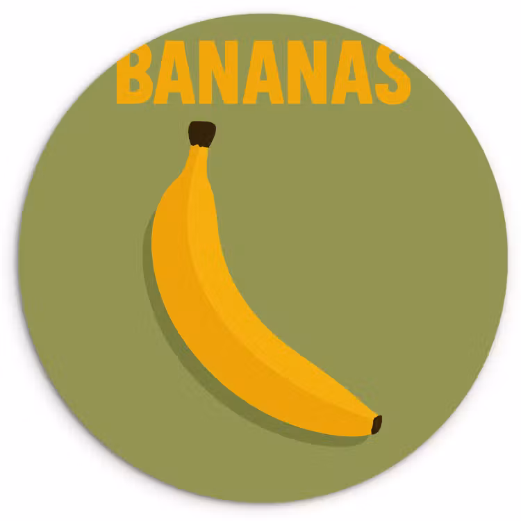 Quadro rotondo - Banana - Minimalista - Giallo — 2