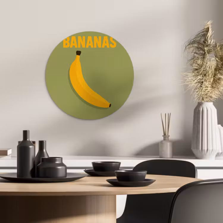 Quadro rotondo - Banana - Minimalista - Giallo — 3
