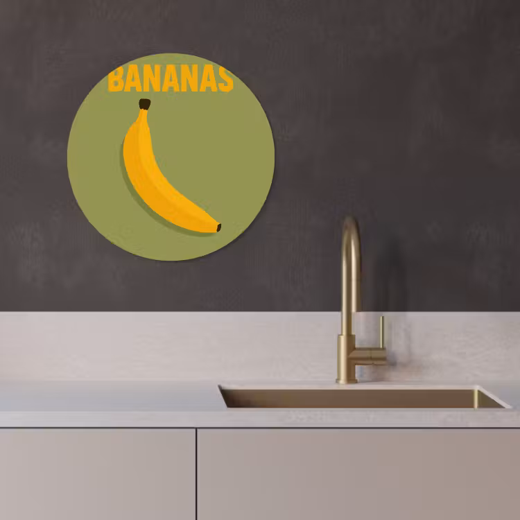 Quadro rotondo - Banana - Minimalista - Giallo — 4
