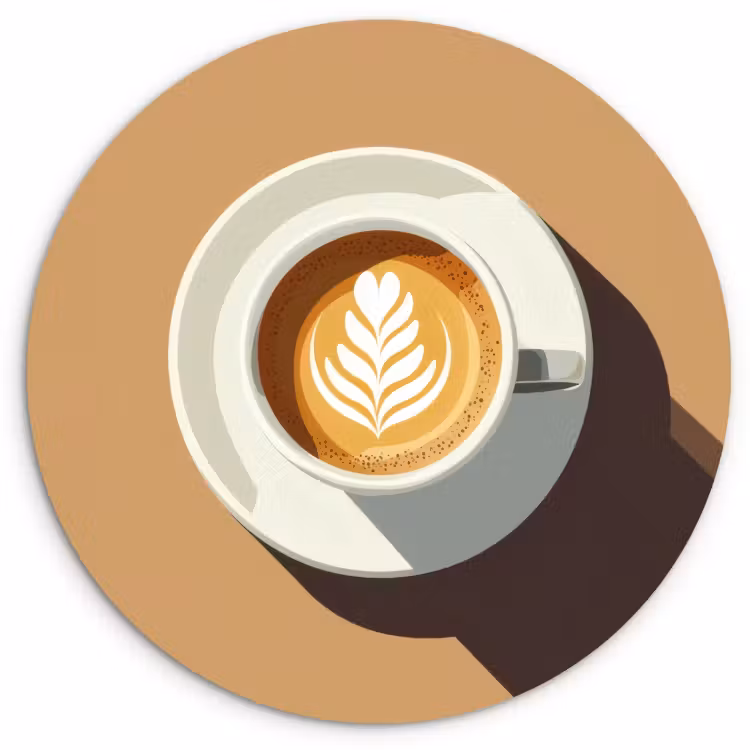 Quadro rotondo - Cappuccino - Tazza - Piattino - Minimalista — 1