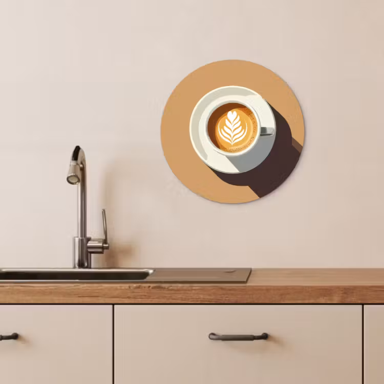 Quadro rotondo - Cappuccino - Tazza - Piattino - Minimalista — 4