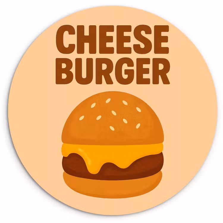 Quadro rotondo - Cheeseburger - Minimalista - Giallo — 1