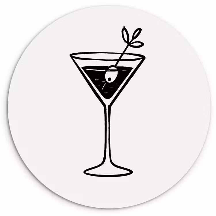 Quadro rotondo - Cocktail - Vetro - Oliva - Minimalista — 1