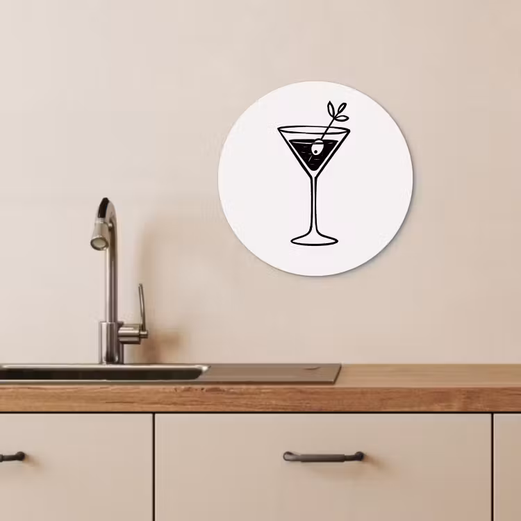 Quadro rotondo - Cocktail - Vetro - Oliva - Minimalista — 2