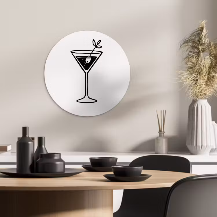 Quadro rotondo - Cocktail - Vetro - Oliva - Minimalista — 4