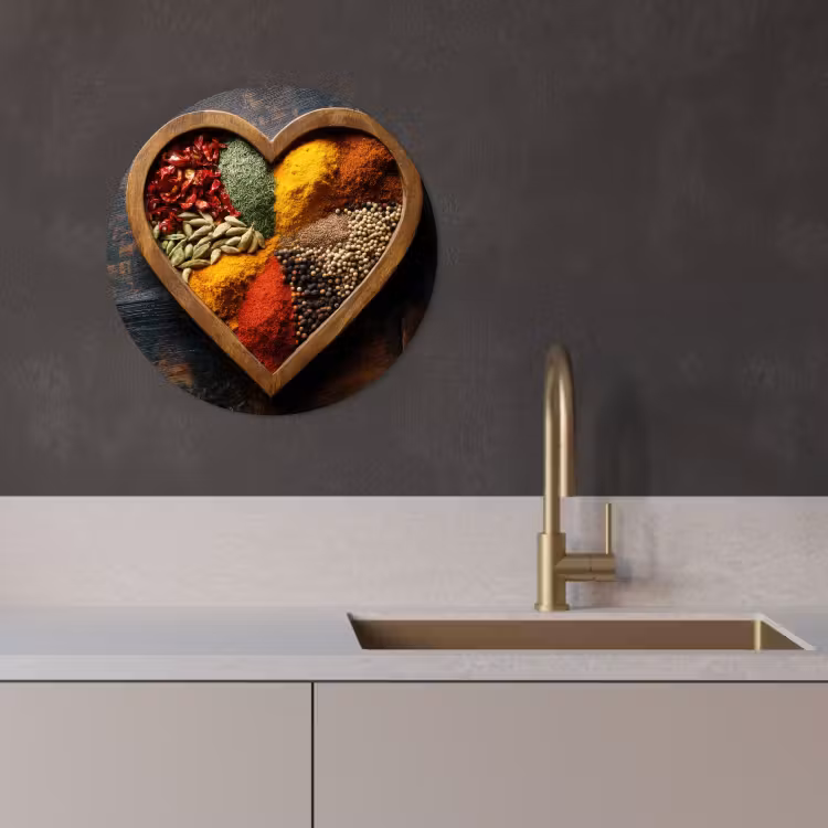 Quadro rotondo - Legno - Cuore - Colorato - Spezie — 4