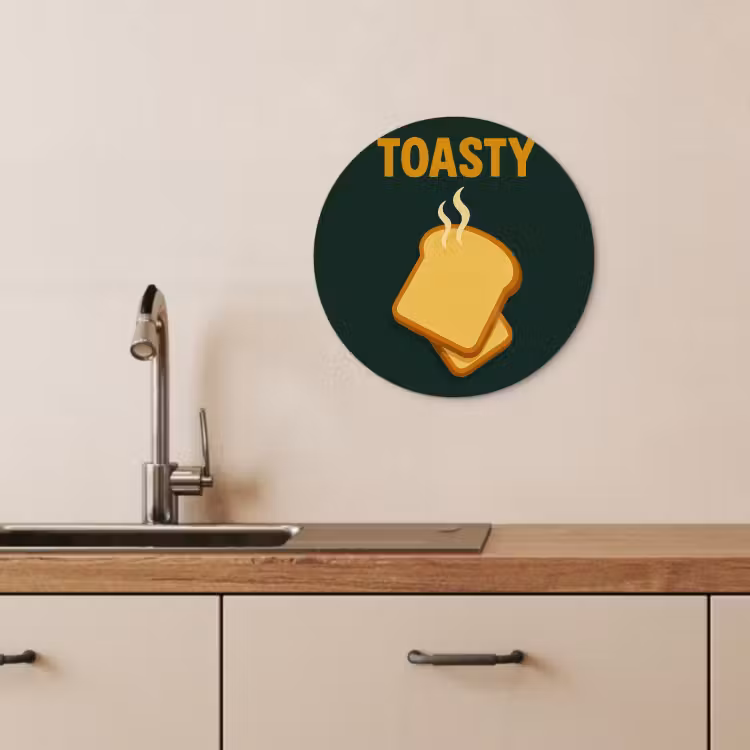 Quadro rotondo - Pane - Toast - Verde - Minimalista — 2