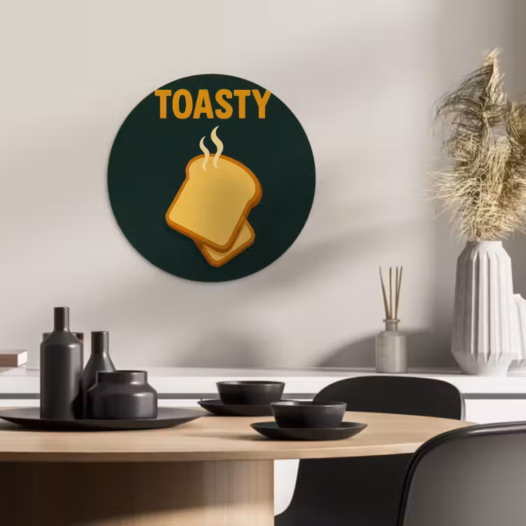 Quadro rotondo - Pane - Toast - Verde - Minimalista — 3