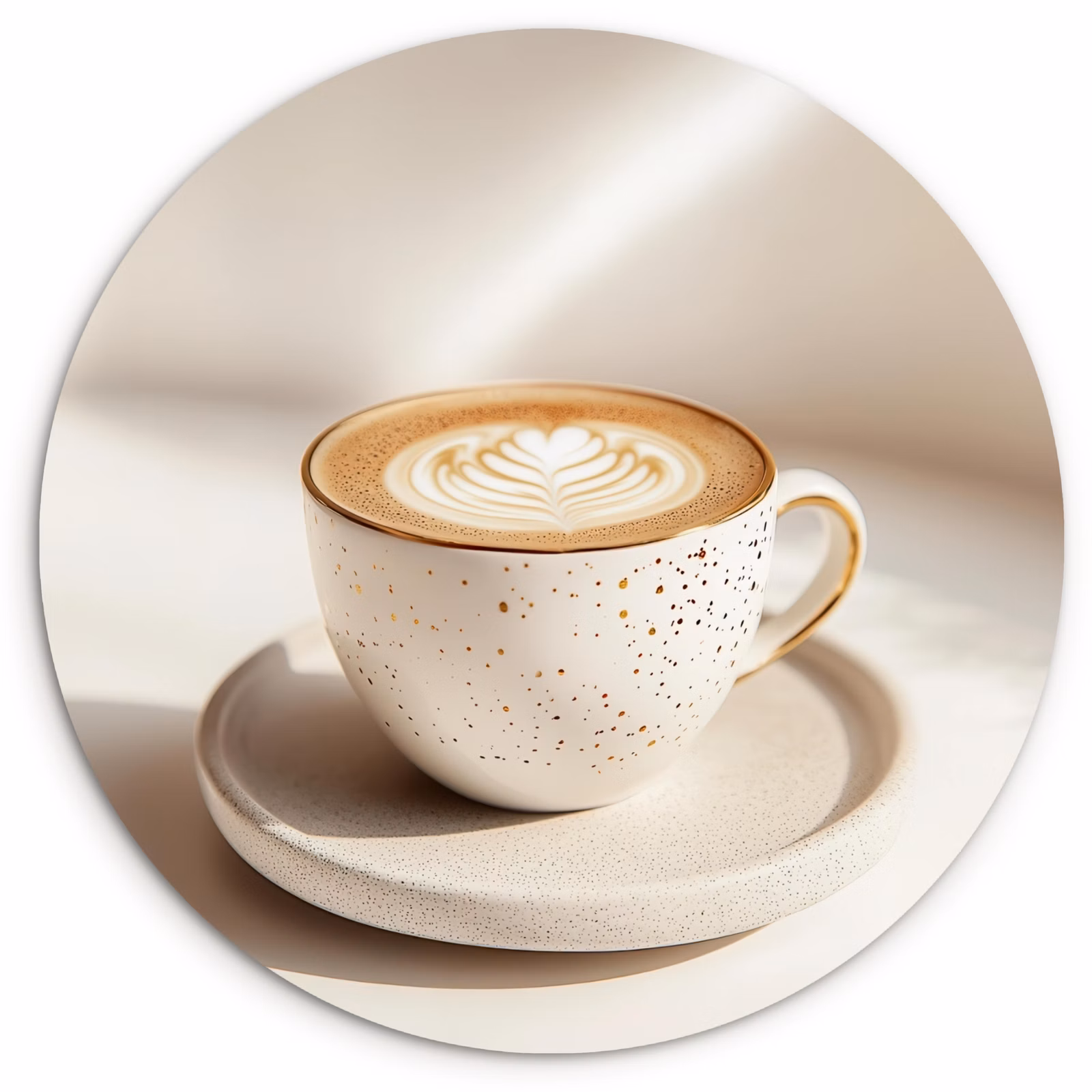 Quadro rotondo - Cappuccino - Schiuma - Piatto - Beige — 1