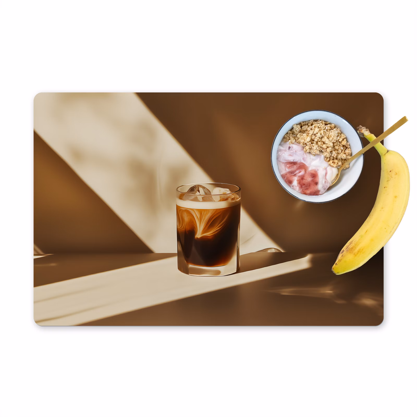Tovaglietta in vinile - Bicchiere - Caffè freddo - Ombra - Marrone — 1