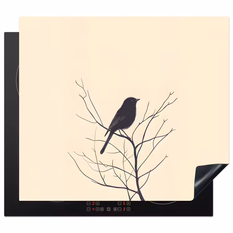 Protezione piano induzione - Uccello - Nero - Ramo - Minimalista — 1