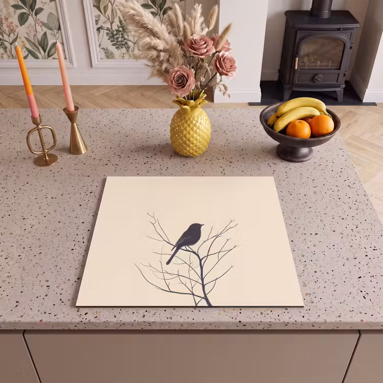 Protezione piano induzione - Uccello - Nero - Ramo - Minimalista — 3