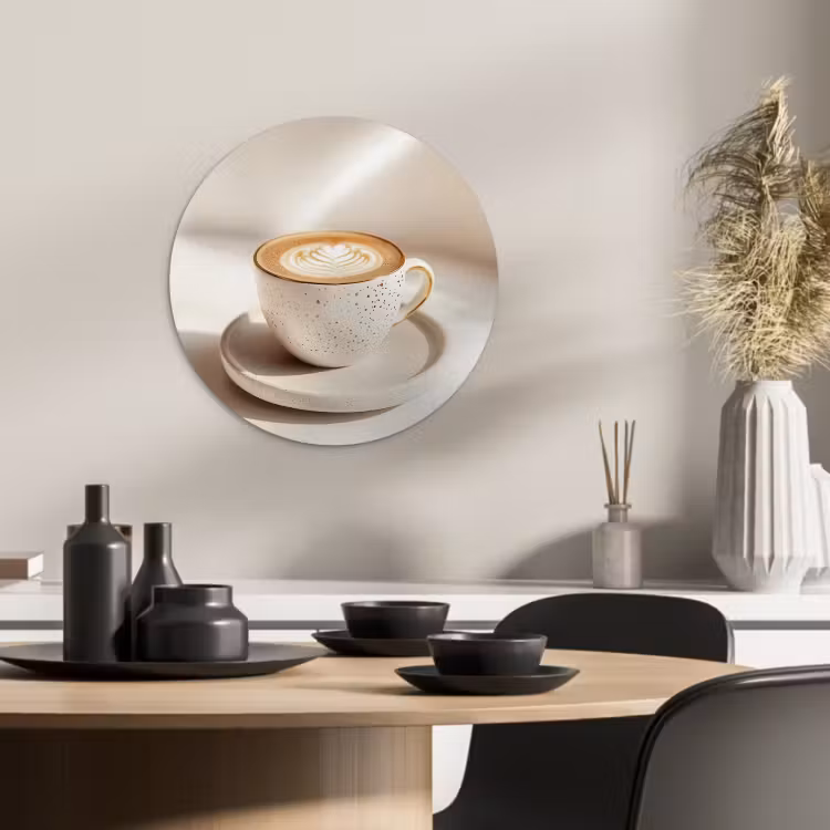 Quadro rotondo - Cappuccino - Schiuma - Piatto - Beige — 2