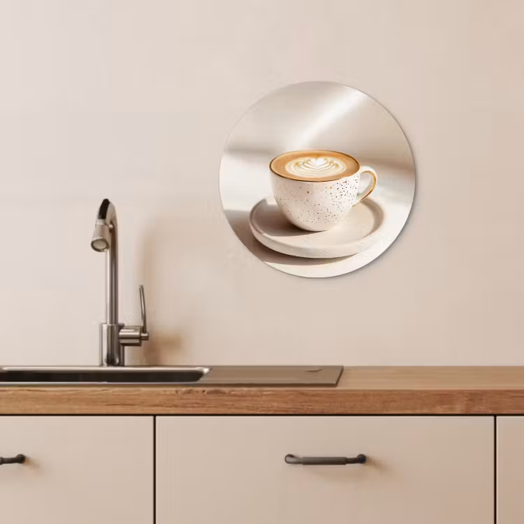 Quadro rotondo - Cappuccino - Schiuma - Piatto - Beige — 3